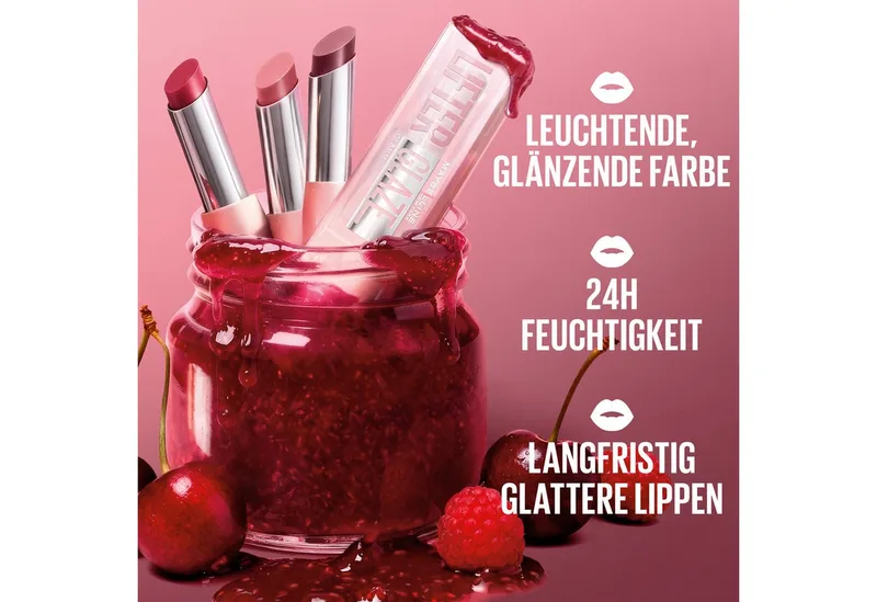 Lippenbalsam LIFTER GLAZE OIL BALM, mit pflegendem Kirschextrakt und Hyaluronsäure fra Maybelline i Lyserød – produktbillede 3 af 3