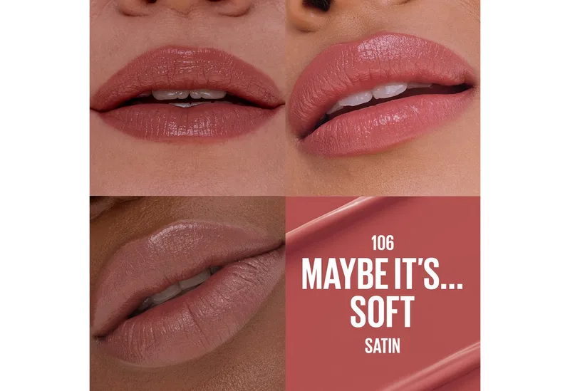 Lippenstift SERUM LIPSTICK SATIN, 8 Stunden lang feuchtigkeitsspendend und aufpolsternd fra Maybelline i Beige – produktbillede 3 af 3