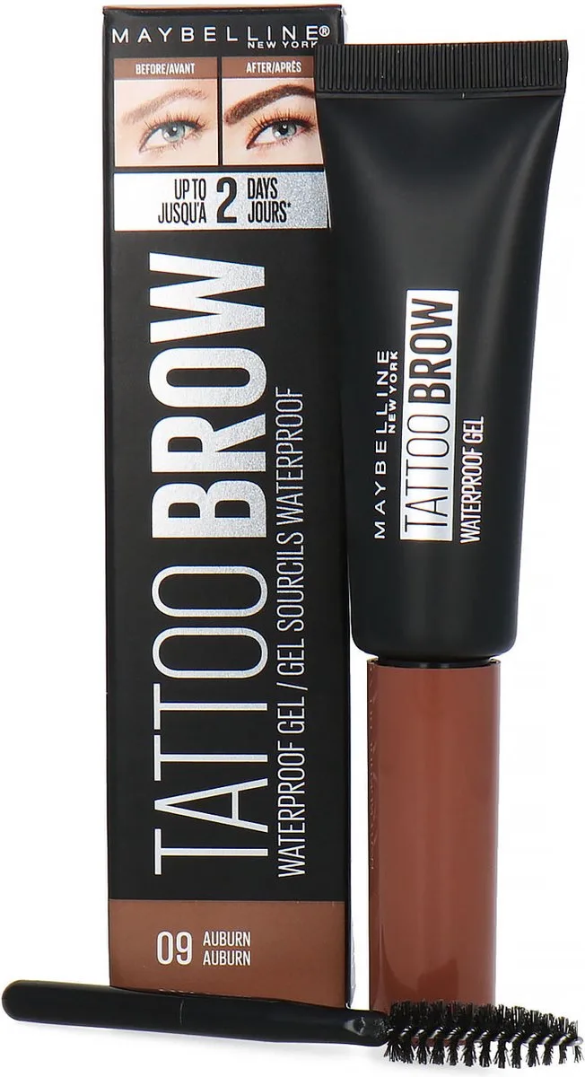 Tattoo Brow Waterproof Wenkbrauwgel - 09 Auburn van Maybelline in Roodbruin – productfoto
