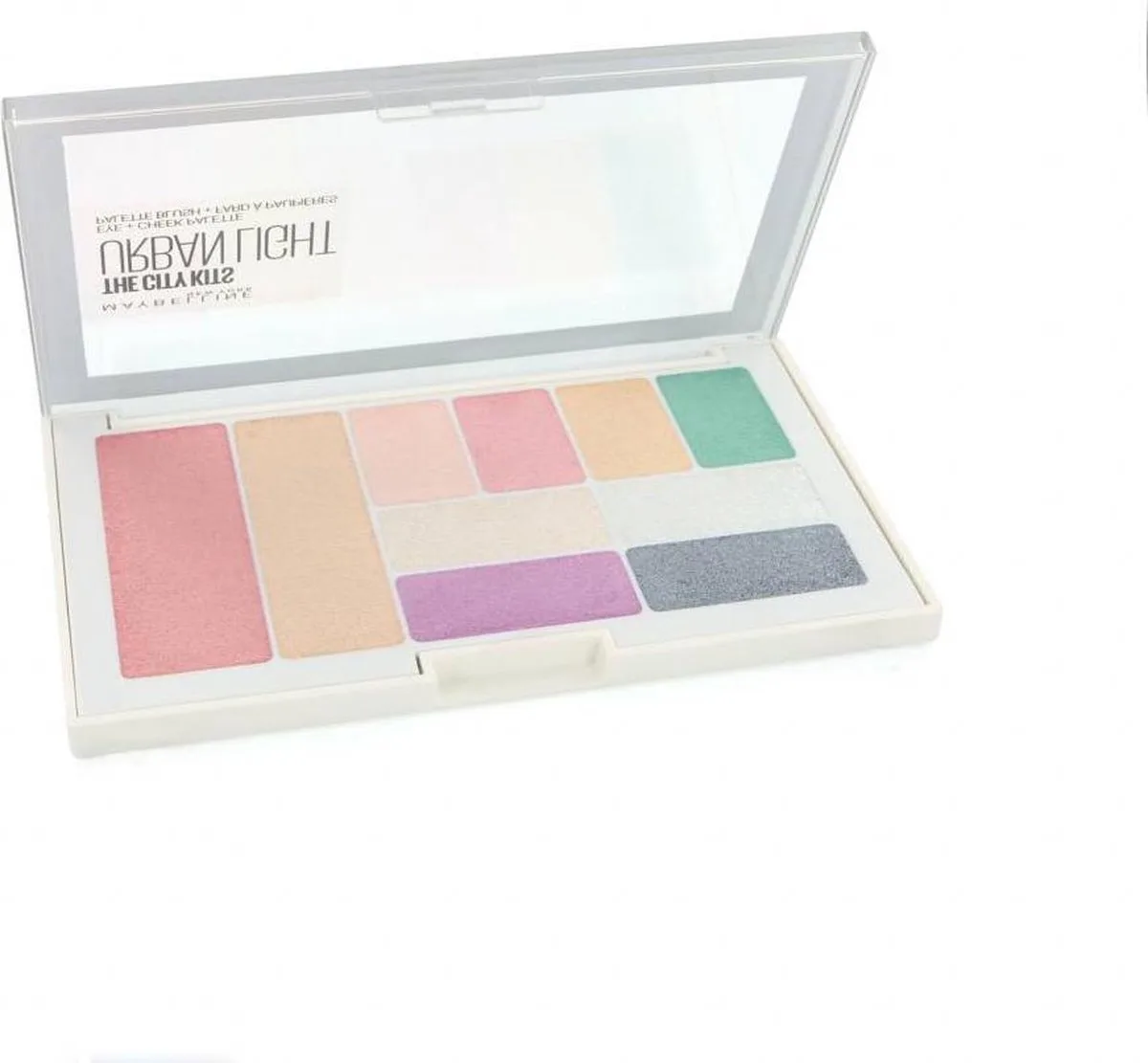 The City Kits Urban Light Eye + Cheek Palette fra Maybelline i Lyserød, Guld, Grøn, Sølv, Lilla, Beige – produktbillede