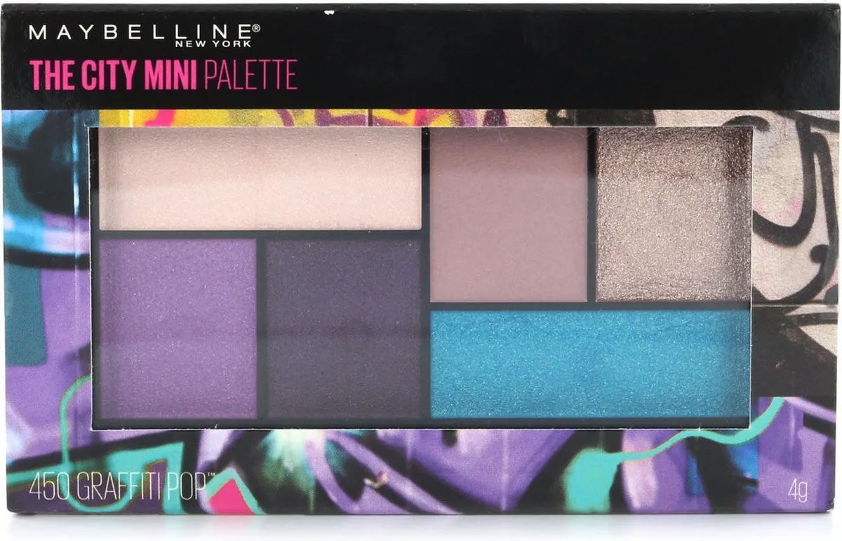 The City Mini Oogschaduw Palette - 450 Graffiti Pop van Maybelline in Beige, Paars, Blauw, Bruin – productfoto