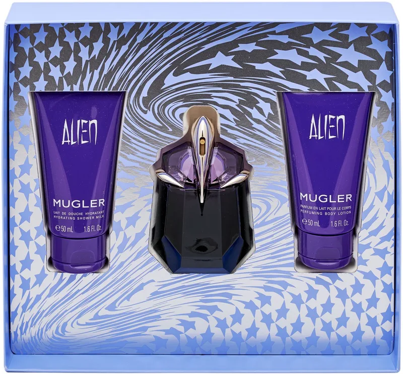 Eau de Parfum ALIEN, 3-tlg., Geschenkset: EDP 30ml + Bodylotion 50ml + Showergel 50ml fra Mugler – produktbillede 1 af 2