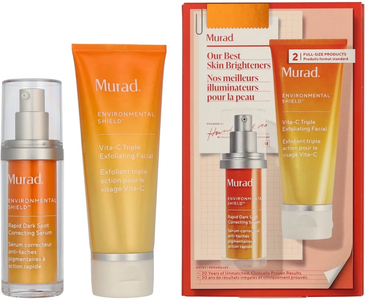 Our Best Skin Brighteners Set 110 ml - Dark Spot Serum 30ml/Vit.C Exfoliating 80ml by Murad – product photo