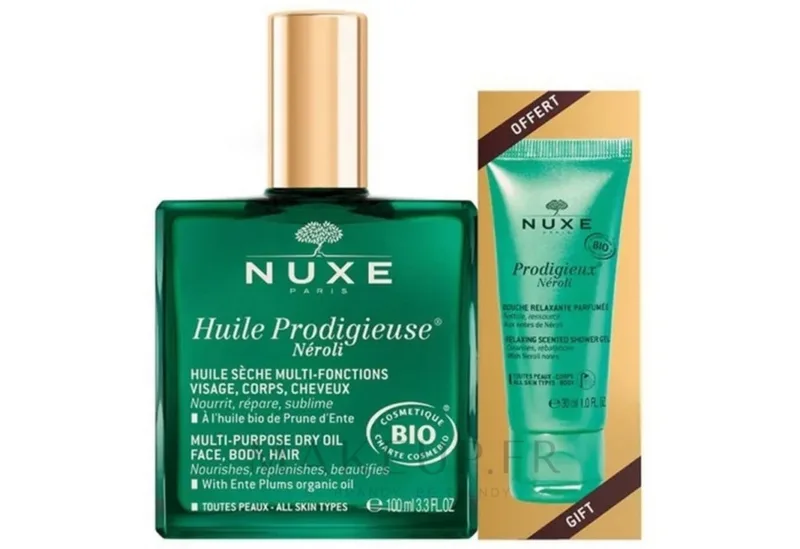 Körperöl NUXE Huile Prodigieuse Néroli + Duschgel Pflegeset, Natürliches Pflegeöl & Aromadusche fra Nuxe – produktbillede 1 af 4