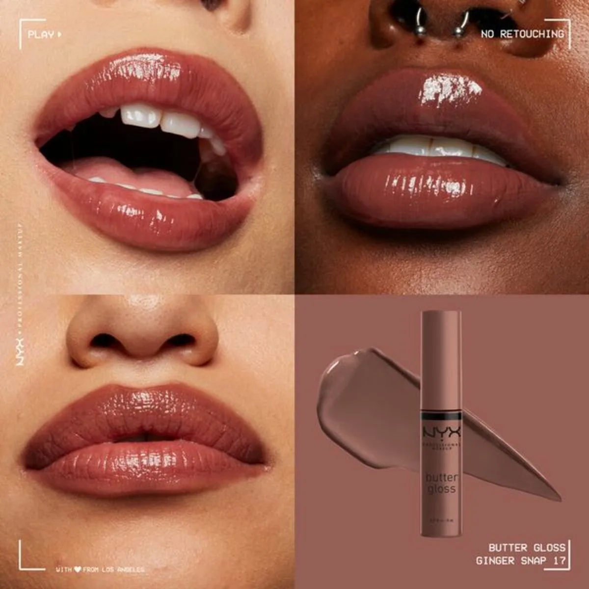 Butter Lip Gloss - Ginger Snap - Glanzende Lipgloss by NYX Professional Makeup in Brown – product photo