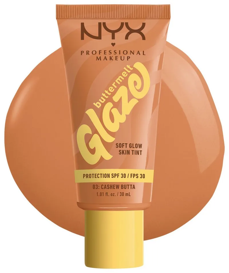 Buttermelt Glaze Soft Glow Skin Tint SPF 30 Vloeibare foundation by NYX Professional Makeup in Lichtbruin, 30 ml – product photo 2 of 5