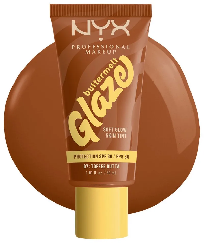 Buttermelt Glaze Soft Glow Skin Tint SPF 30 Vloeibare foundation från NYX Professional Makeup i Brun, 30 ml – produktbild 2 av 5