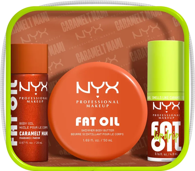 Fat Oil Lip & Body Kit - Voor ultiem glanzende finish - Travel Set - Caramel Mami by NYX Professional Makeup – product photo