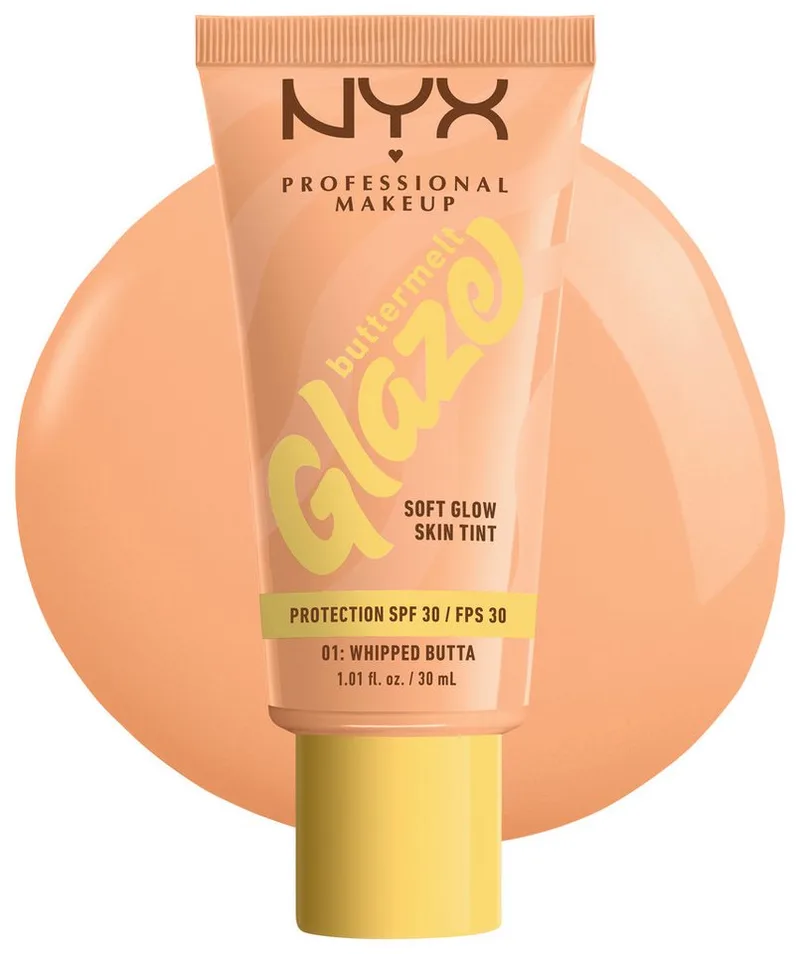 Foundation BUTTERMELT GLAZE SOFT GLOW SKIN TINT + LSF 30, Pflegend, spendet Feuchtigkeit, ohne Rückstände und öliges Finish. von NYX Professional Makeup in Beige – Produktfoto 2 von 5
