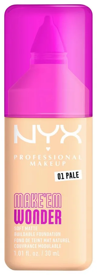 Foundation MAKE 'EM WONDER FOUNDATION, perfekter No-Makeup-Makeup-Look bis zum Full Glam von NYX Professional Makeup in Beige – Produktfoto 1 von 2