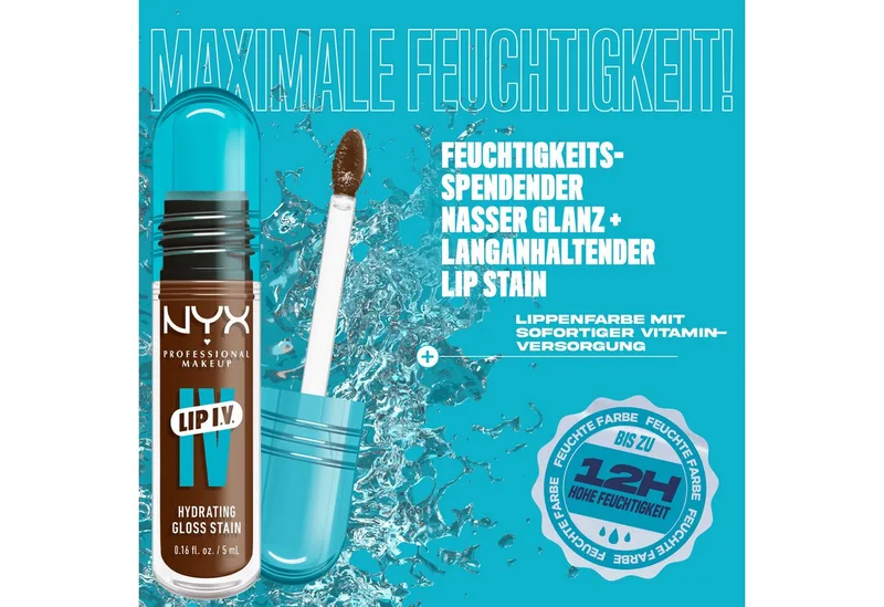 Lip I.V. Hydrating Gloss Stain Lipgloss von NYX Professional Makeup in Donkerrood, 5 ml – Produktfoto 4 von 4