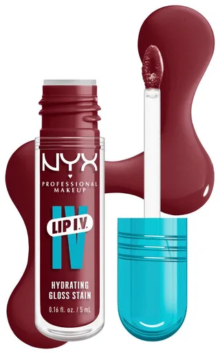 Lip I.V. Hydrating Gloss Stain Lipgloss fra NYX Professional Makeup i Donkerrood, 5 ml – produktbillede 2 af 5