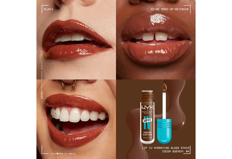 Lip I.V. Hydrating Gloss Stain Lipgloss von NYX Professional Makeup in Donkerrood, 5 ml – Produktfoto 3 von 4