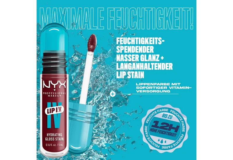 Lip I.V. Hydrating Gloss Stain Lipgloss fra NYX Professional Makeup i Donkerrood, 5 ml – produktbillede 5 af 5