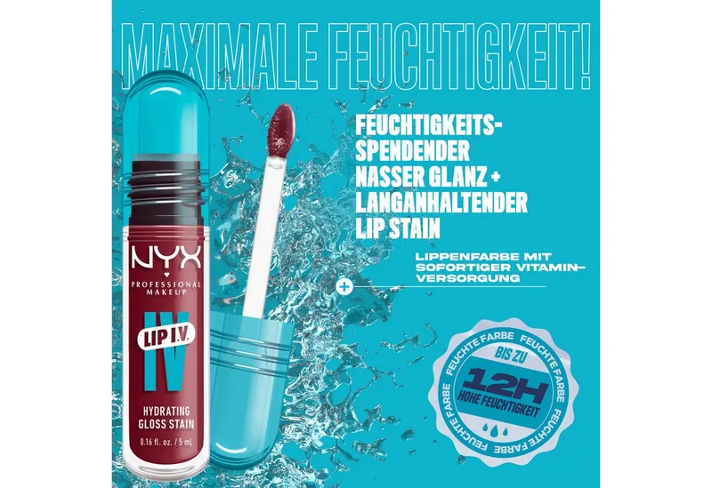 Lip I.V. Hydrating Gloss Stain Lipgloss fra NYX Professional Makeup i Donkerrood, 5 ml – produktbillede 5 af 5