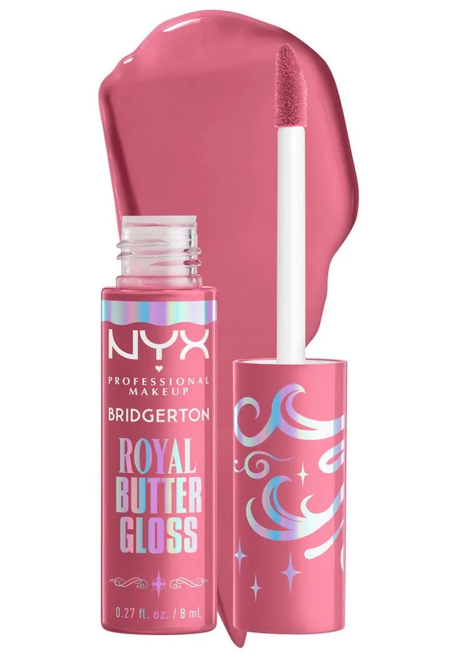 Lipgloss BRIDGERTON ROYAL BUTTER GLOSS, seidig glatt und butterweich van NYX Professional Makeup in Roze – productfoto 2 van 5