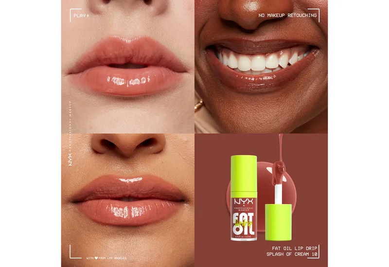 Lipgloss FAT OIL LIP DRIP, mit intensiv-schimmerndem Finish, individuell aufbaubare Farbe by NYX Professional Makeup in Brown – product photo 5 of 5