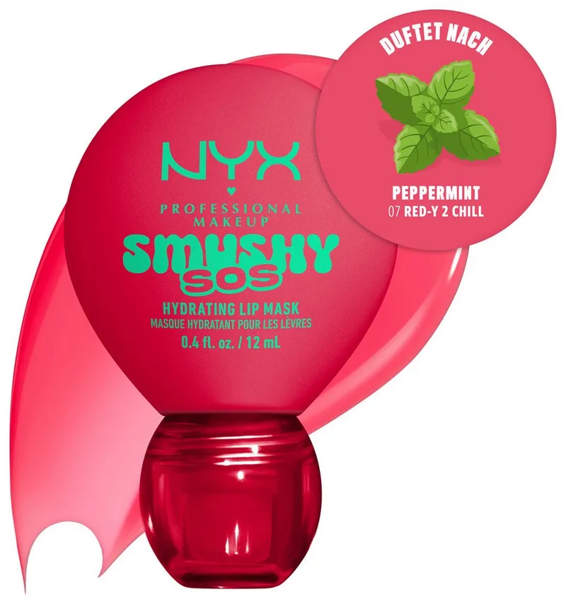 Lippenpflegemittel SMUSHY SOS GLOSSSY LIP BALM, pflege, getönte Farbe und professioneller Shine, alles in einem van NYX Professional Makeup in Rood – productfoto 2 van 5