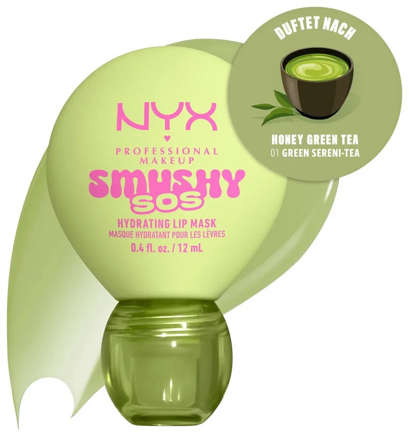 Lippenpflegemittel SMUSHY SOS GLOSSSY LIP BALM, pflege, getönte Farbe und professioneller Shine, alles in einem de NYX Professional Makeup en Vert – photo du produit 2 sur 5