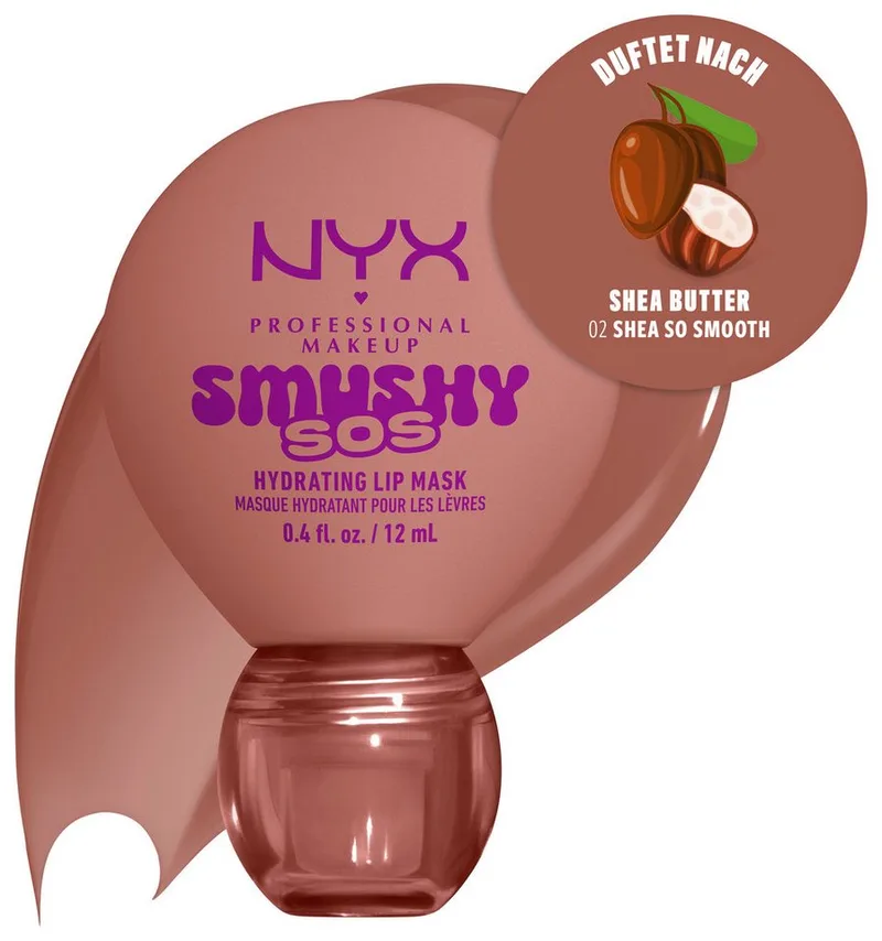 Lippenpflegemittel SMUSHY SOS GLOSSSY LIP BALM, pflege, getönte Farbe und professioneller Shine, alles in einem von NYX Professional Makeup in Braun – Produktfoto 2 von 5