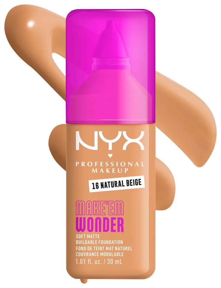 Make 'EM Wonder Soft Matte Vloeibare foundation von NYX Professional Makeup in Lichtbruin, 30 ml – Produktfoto 2 von 2