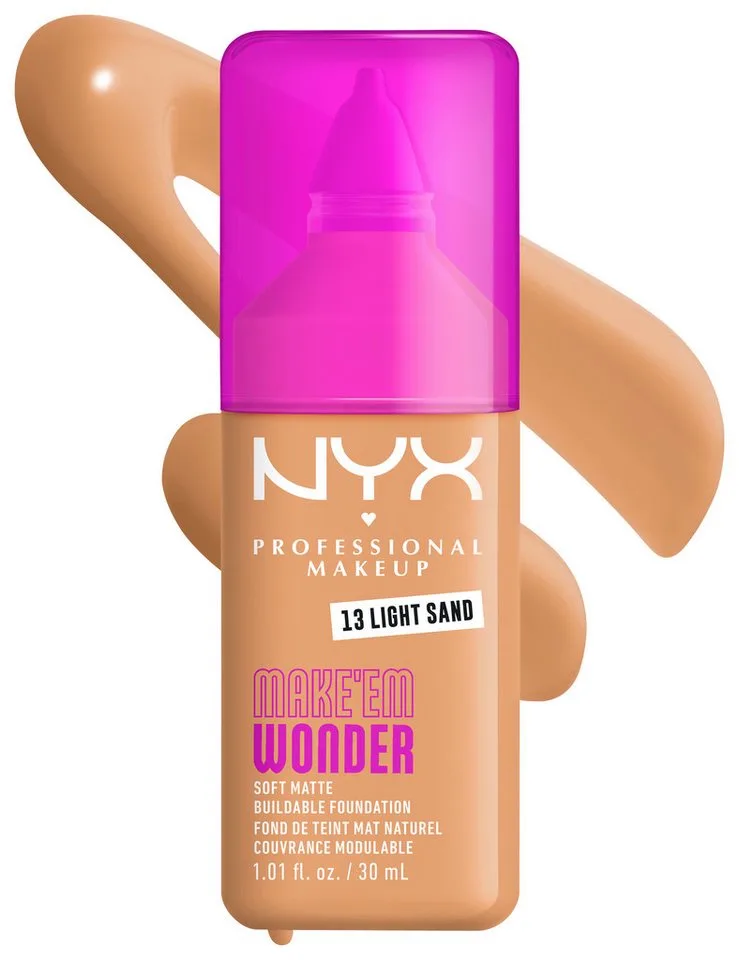 Make 'EM Wonder Soft Matte Vloeibare foundation de NYX Professional Makeup en Rose, 30 ml – photo du produit 2 sur 2