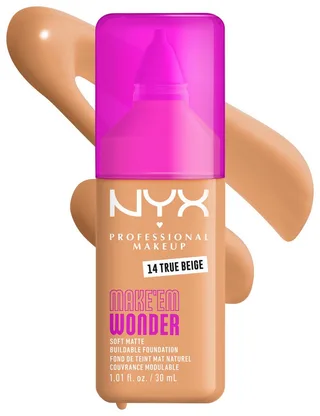 Make 'EM Wonder Soft Matte Vloeibare foundation von NYX Professional Makeup in Rosa, 30 ml – Produktfoto 2 von 2