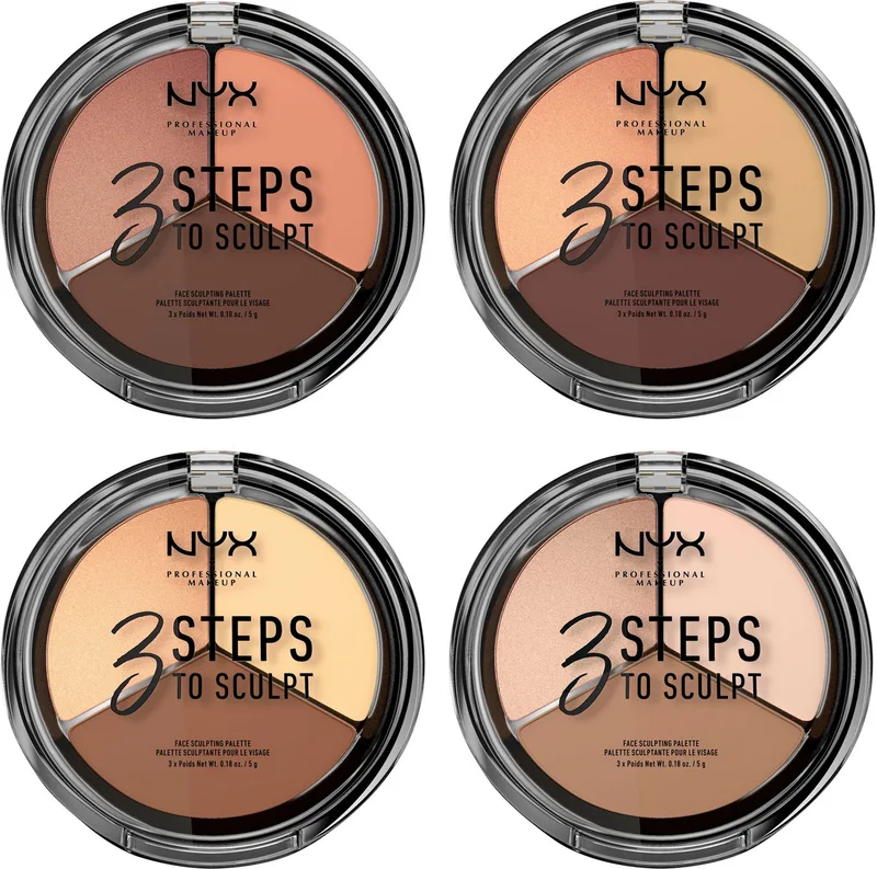 Puder 3 STEPS TO SCULPT, einfaches Contouring und Highlighting, gut verblendbar, cremig. fra NYX Professional Makeup i Beige – produktbillede 3 af 5