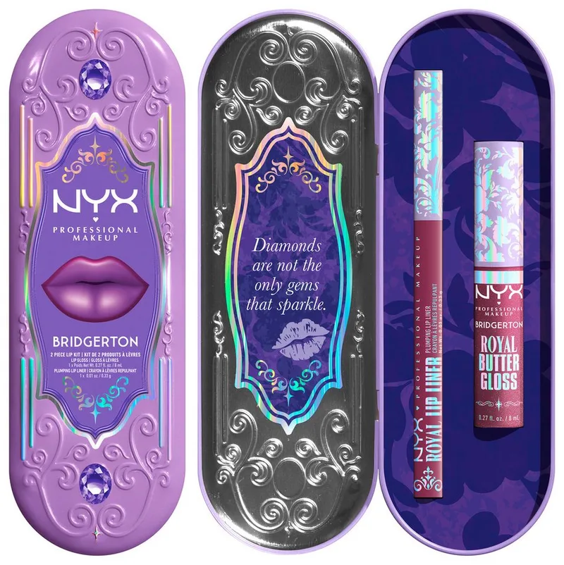 Schmink-Set BRIDGERTON ROYAL TREASURES LIP KIT, 2-tlg., Royal Butter Gloss und Royal Lip Liner von NYX Professional Makeup in Lila – Produktfoto 1 von 5