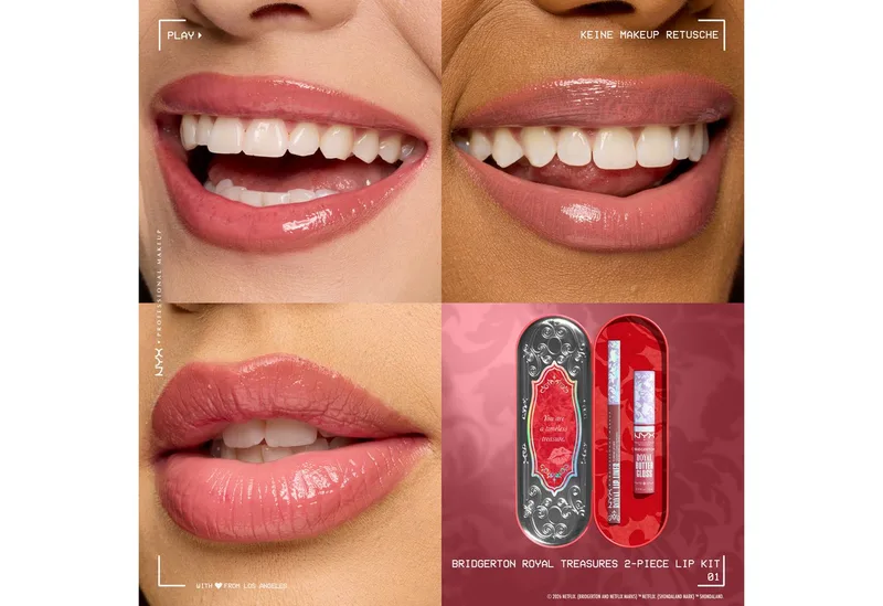 Schmink-Set BRIDGERTON ROYAL TREASURES LIP KIT, 2-tlg., Royal Butter Gloss und Royal Lip Liner fra NYX Professional Makeup i Lyserød – produktbillede 3 af 5