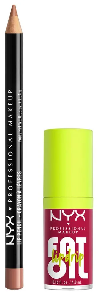 Schmink-Set Slim Lip Pencil + Fat Oil Lip Drip, Butterweicher Lipliner, glänzender Lipgloss, langanhaltenden Glanz. von NYX Professional Makeup in Mehrfarbig – Produktfoto 1 von 4