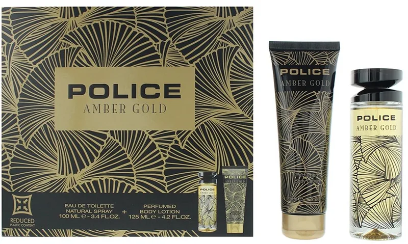 Amber Gold Gift Set 100 ml EDT + 125 ml Body Lotion fra Police – produktbillede