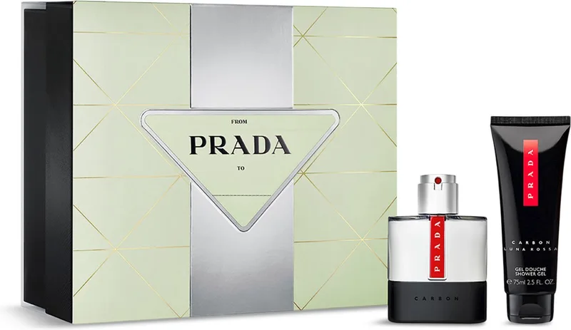 Luna Rossa Carbon Giftset - 50 ml eau de toilette spray + 75 ml showergel - cadeauset voor heren fra Prada – produktbillede