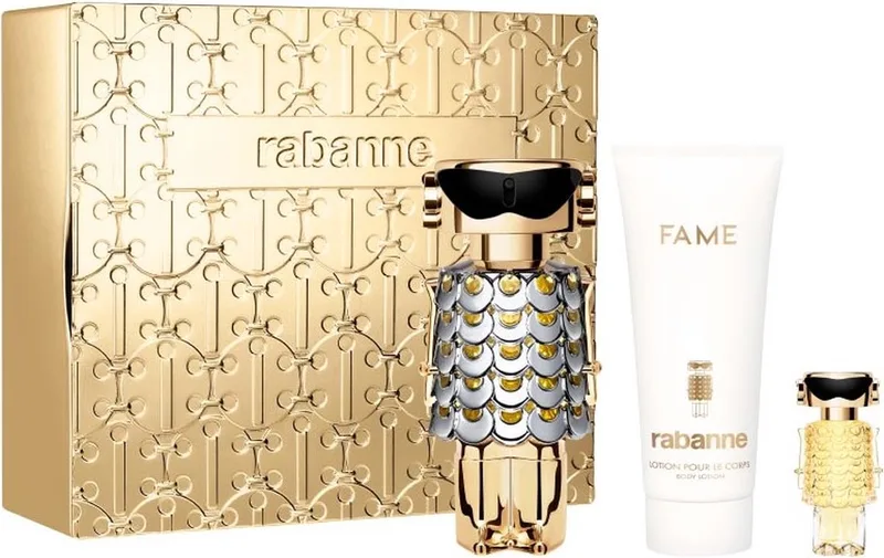 Fame Geschenkset Eau de Parfum 80 ml + Body Lotion 100 ml + Eau de Parfum 4 ml van Rabanne – productfoto