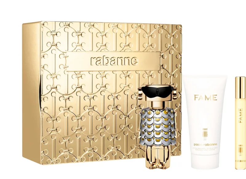 Fame Gift Set Eau de Parfum 50ml, Body Lotion 75ml, Travel Spray 10ml fra Rabanne – produktbillede