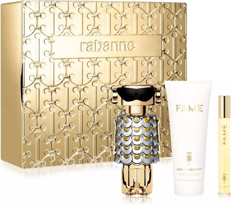Fame Giftset - 80 ml eau de parfum spray + 10 ml eau de parfum spray + 100 ml bodylotion - cadeauset voor dames fra Rabanne – produktbillede
