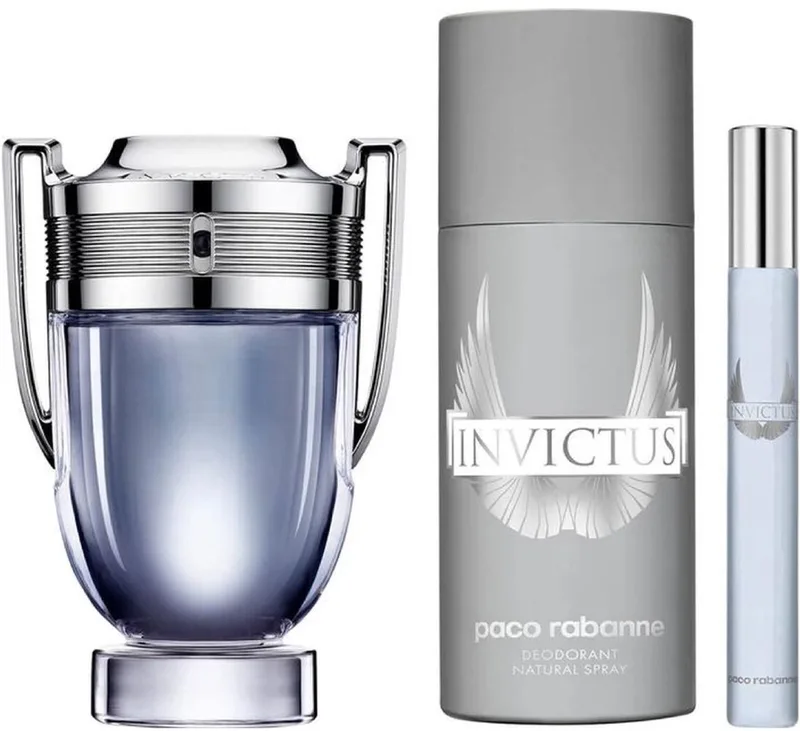 Invictus Geschenkset 100ml EDT + 150ml Deodorant Spray + EDT 10ml fra Rabanne – produktbillede
