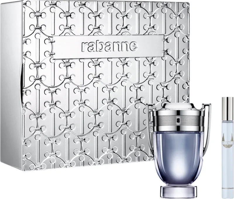 Invictus Giftset - 100 ml eau de toilette spray + 10 ml eau de toilette tasspray - cadeauset voor heren fra Rabanne – produktbillede