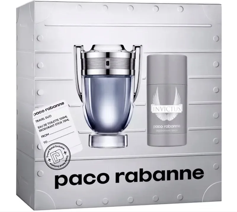 Invictus Giftset - 100 ml eau de toilette spray + 75 ml deostick - cadeauset voor heren fra Rabanne – produktbillede
