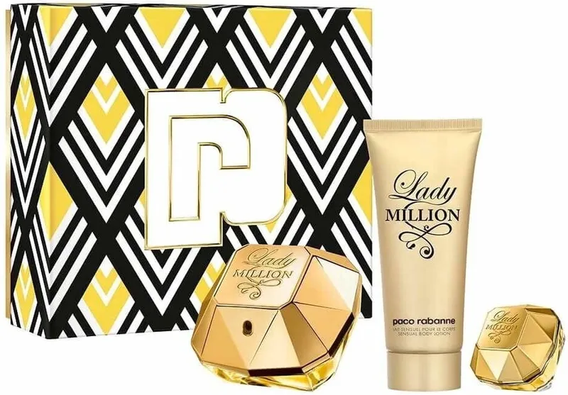 Lady Million Eau De Parfum Spray 80ml Set 3 Pieces Body Lotion 100ml & Travel EDP 5ml fra Rabanne – produktbillede