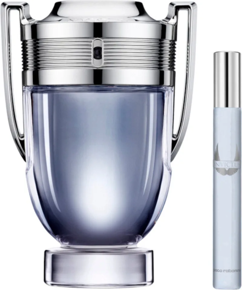 New: Paco Rabanne Invictus 100ml Edt Spray / 10ml Travel Spray fra Rabanne – produktbillede