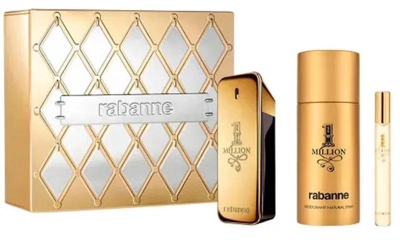 Paco Rabanne 1 MILLION Set 3 pcs Eau de Toilette spray 100 ml + Deodorant spray 150 ml + Eau de Toilette 10 ml fra Rabanne – produktbillede