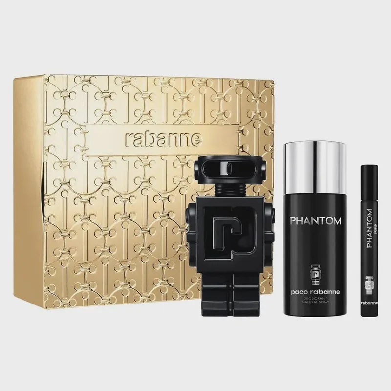 Phantom Giftset - 100 ml parfum spray + 10 ml parfum tasspray + 150 ml deospray - cadeauset voor heren de Rabanne – photo du produit