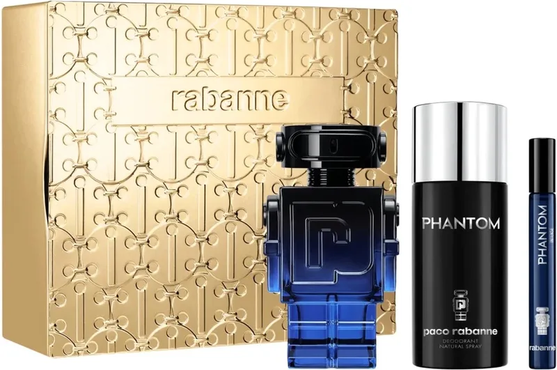 Phantom Intense set Eau De Parfum Intense 100ml, Eau De Parfum Intense 10ml + Deodorant Spray 150ml de Rabanne – photo du produit