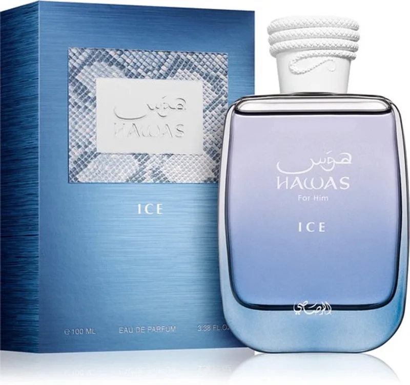 Hawas Ice Eau De Parfum 100 ml-Frisse Herenguer met Appel, Citrus & Musk Aquatic Fresh 100 ml bottle x 4 van Rasasi in 100 ml – productfoto