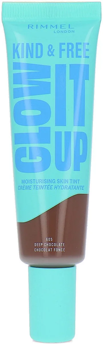 Kind & Free Glow It Up Moisturising Skin Tint - 605 Deep by Rimmel London in Chocolate – product photo