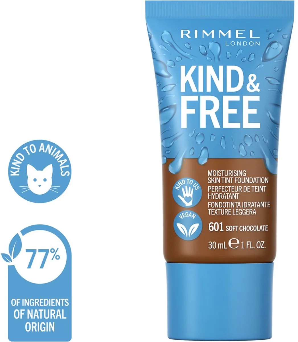 KIND & FREE Vegan Foundation - 601 Soft Chocolate by Rimmel London in 601 Soft Chocolate – product photo
