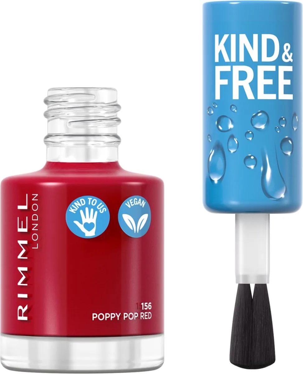 KIND & FREE Vegan Nagellak - 156 Poppy Pop Red by Rimmel London in 156 Poppy Pop Red – product photo