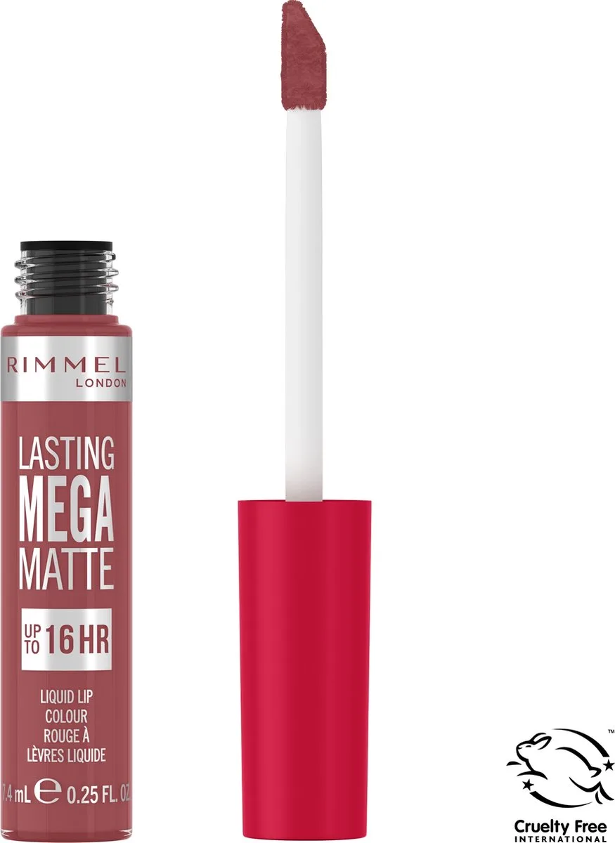 Lasting Mega Matte Liquid Lipstick 7.4 ML by Rimmel London in Rose & shine ?210 – product photo