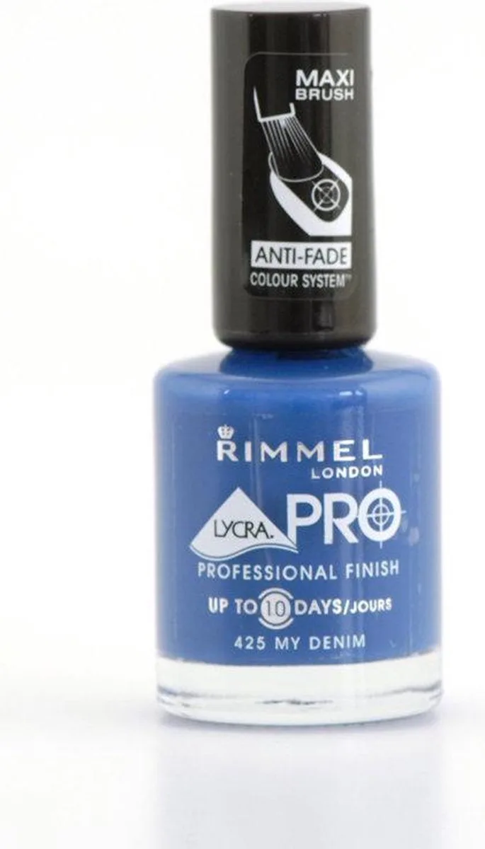 Lycra Colour Memory Nagellak - 425 My Denim van Rimmel London in Blauw – productfoto